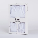 Set pentru nou-născut din 4 piese NEW BABY I AM, alb, 100% bumbac