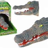 Marionetă de mână din cauciuc – crocodil, realistă, gri