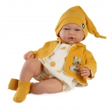 Păpușă bebeluș realistă Marta cu sunete și corp de material moale - 46 cm