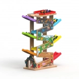 Mare pistă de curse din lemn cu 6 rampe pentru copii