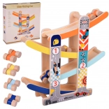 Pistă distractivă din lemn pentru mașinuțe cu tobogan