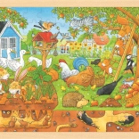 Puzzle din lemn Goki Colțul grădinii noastre 96 de piese