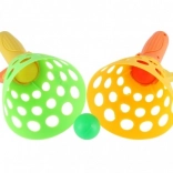 Joc Catch Ball din plastic – set cu 2 coșulețe și 3 mingi, 19 cm în plasă