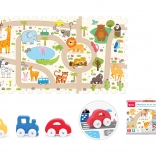 Blocuri de construcție moi cu mașinuță safari – set 8 piese