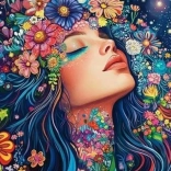 Pictură cu diamante Fată în flori 30 × 40 cm