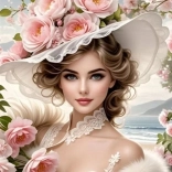 Pictură cu diamante – fată cu pălărie florală 30 × 40 cm