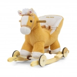 Căluț balansoar cu melodie și roți Milly Mally Polly maro deschis