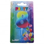 Lumânare de petrecere Rainbow numărul opt