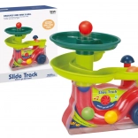 Fântână interactivă cu bile cu sunete, pistă colorată în spirală