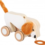 Jucărie de tras câțel din lemn cu urechi șuierătoare