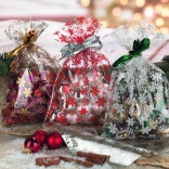 Pungă din celofan cu motiv de stele 25x40 cm transparent