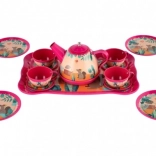 Set de ceai pentru copii din tablă, în valiză, 15 piese