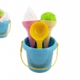 Set pentru nisip cu motiv înghețată – găletușă albastră și lingură pentru înghețată