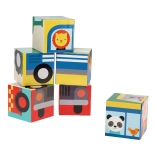 Petit Collage cuburi vehicule cu animăluțe