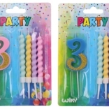 Lumânare de petrecere numărul 3 cu lumânări extra