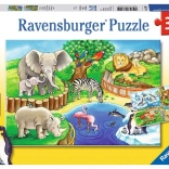Puzzle 2x12 piese Animale la zoo