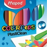 Creioane plastice triunghiulare MAPED Color'Peps PlastiClean, 12 buc