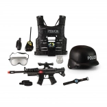 Vestă de poliție cu inscripții în cehă și accesorii – set de polițist pentru copii