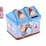 Pușculiță metalică în formă de căsuță cu lacăt 12 × 11 cm