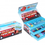 Trusă creativă pentru copii cu motiv autobuz, 31 piese