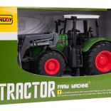 Tractor verde cu încărcător frontal 1:24