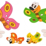 Decorațiune din lemn DoDo cu fluturași și floricele, set 6 buc