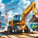 Puzzle Tractor cu încărcător excavator 60 piese