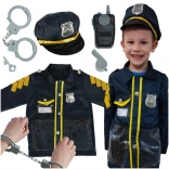 Costum de carnaval pentru copii - polițist cu set de accesorii, cătușe și pălărie, pentru vârsta 3-8 ani