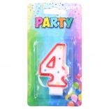 Lumânare aniversară numărul 4 roșie