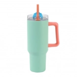 Cană termică mare cu pai – verde 1200 ml