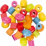 Mărgele din lemn și sfori în doză - 45 bucăți