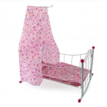 Leagăn metalic pentru păpuși cu baldachin 38 cm