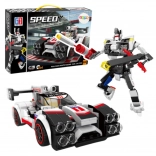 Set de construcție 2în1 mașină sport și robot, 341 piese, alb
