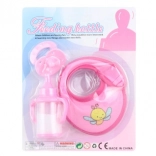 Set de accesorii pentru păpuși – biberon, suzetă și bavetă