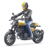 Bruder bworld motocicletă Scrambler DUCATI Cafe Racer cu motociclist 1:16