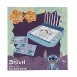 Suport cu planșe de colorat Lilo și Stitch și culori
