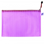 Plic cu fermoar din plasă roz A4