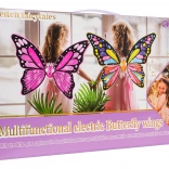 costum de zână-fluture pentru fete cu rochie în culorile curcubeului și coroniță