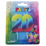 Lumânare de petrecere Curcubeu numărul 20