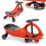 Mașinuță fără pedale tip wiggle car cu roți LED – ECOTOYS, roșie