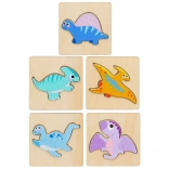 Puzzle din lemn Dinosauri 11 x 11 cm
