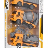 Set de mașinuțe de construcții pentru copii – betonieră, basculantă, excavator și cisternă