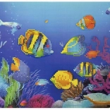 Pictură cu diamante pe placă Peștișori 29 × 21 cm