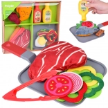 Set moale de gătit – alimente textile cu steak, pește și accesorii