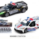 Mașinuță de poliție metalică 1:32 cu lumini și mecanism pull-back