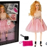 Păpușă manechin blondină 28 cm cu poșetă și pantofi cu toc