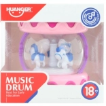 tobă roz pentru copii cu baterii, lumini și melodii