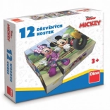 cuburi licențiate din lemn Mickey Mouse – 12 cuburi