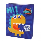 Pungă cadou din hârtie cu dinozaur, albastru 41,5 × 30 × 12 cm