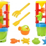 Set colorat de jucării pentru nisip cu moară mare, găleată și forme